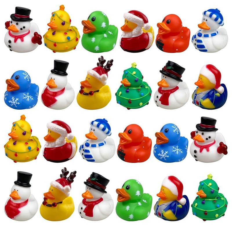 Cross-border best-selling Christmas duck, children's water play duck, Santa Claus party decoration, vinyl duck blind box, decorative toy full figure