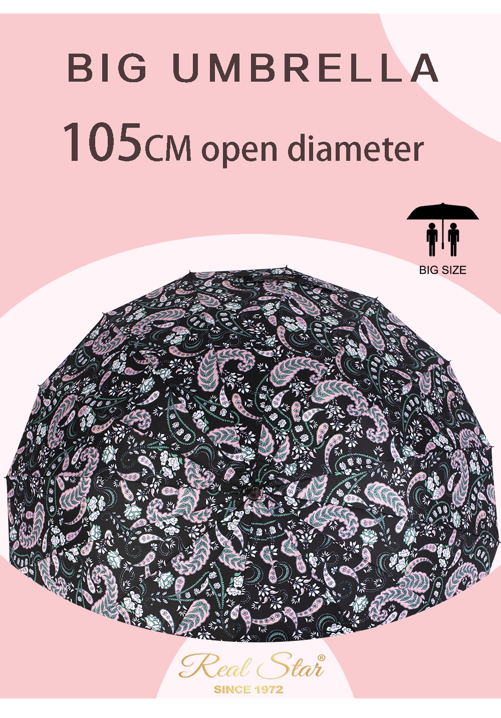 星宝伞1401长伞花朵16骨雨伞腰果花欧式弯钩手柄雨伞女士长柄伞批发大伞详情9