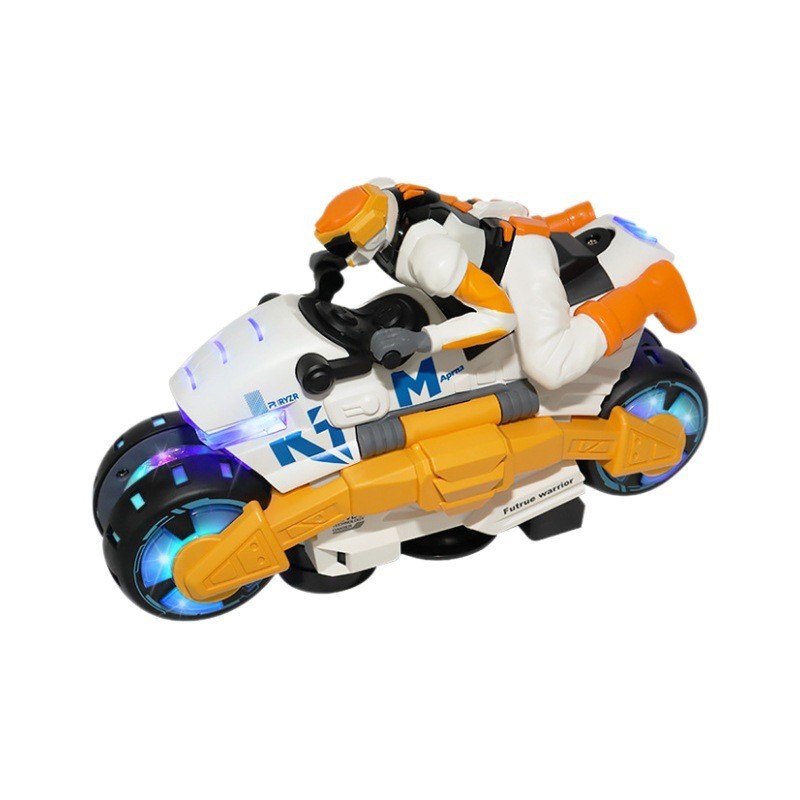 Douyin's same style children's future warrior motorcycle electric universal transformation toy car stunt rotating street stall wholesale Item Picture
