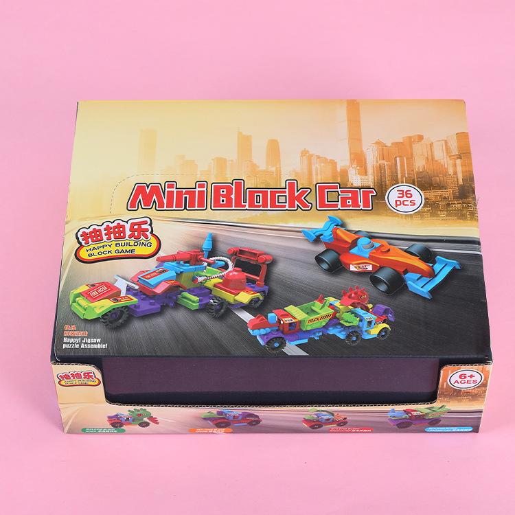 The cartoon racing car mini assembly creative building blocks are selling well at the street stall as educational toys for children aged 4 to 6 in kindergartens Application Scenario