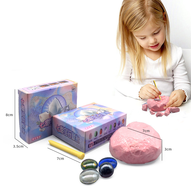 New archaeological excavation small toy, heart-shaped gypsum children's DIY treasure-digging toy, exploration and gem-digging love blind box details Picture