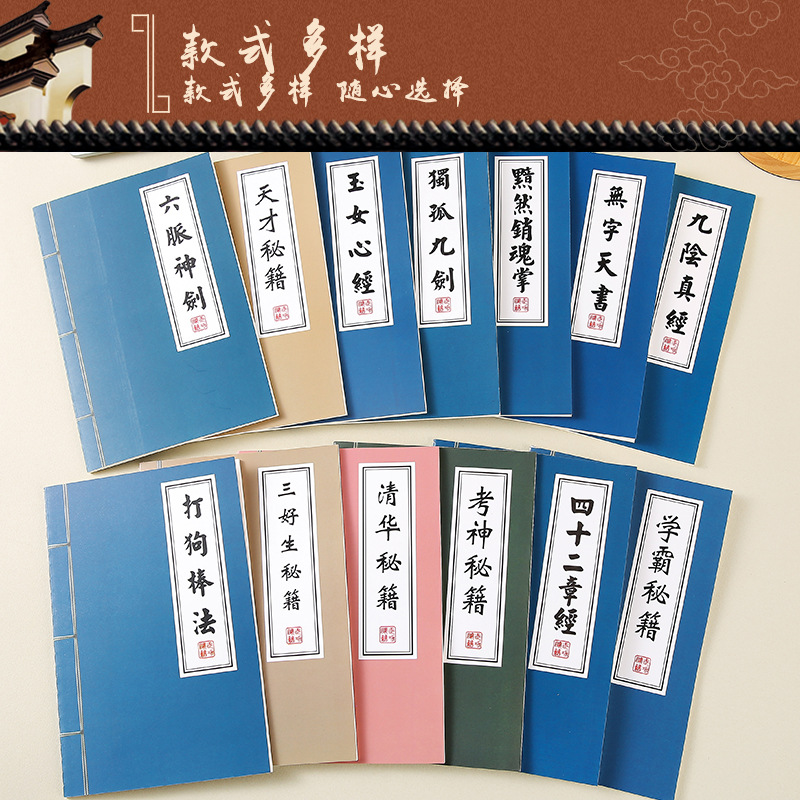 Creative stationery, retro diary notebook, Wulin Secret Book 32K notepad, car line notebook A5 student notebook details Picture