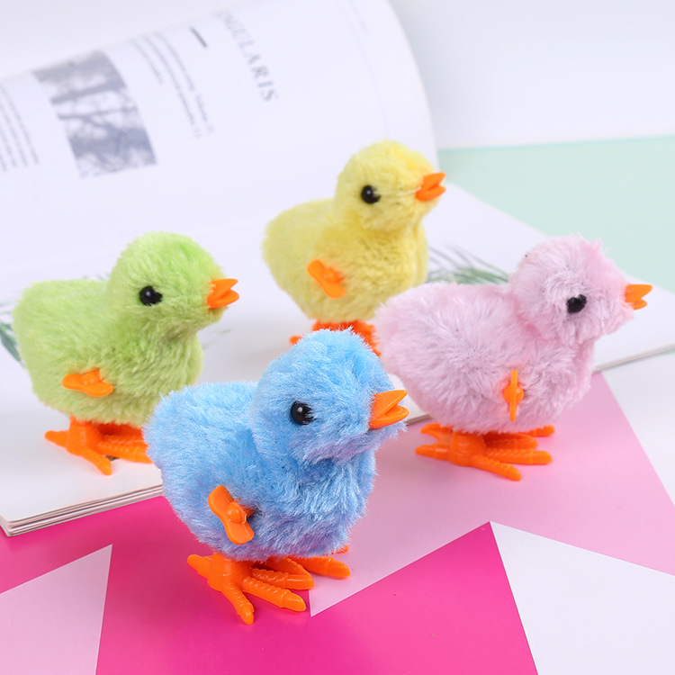 Winding chicken, spring toy, spring chick, plush chick, cute toy, baby and children's plush toy details Picture
