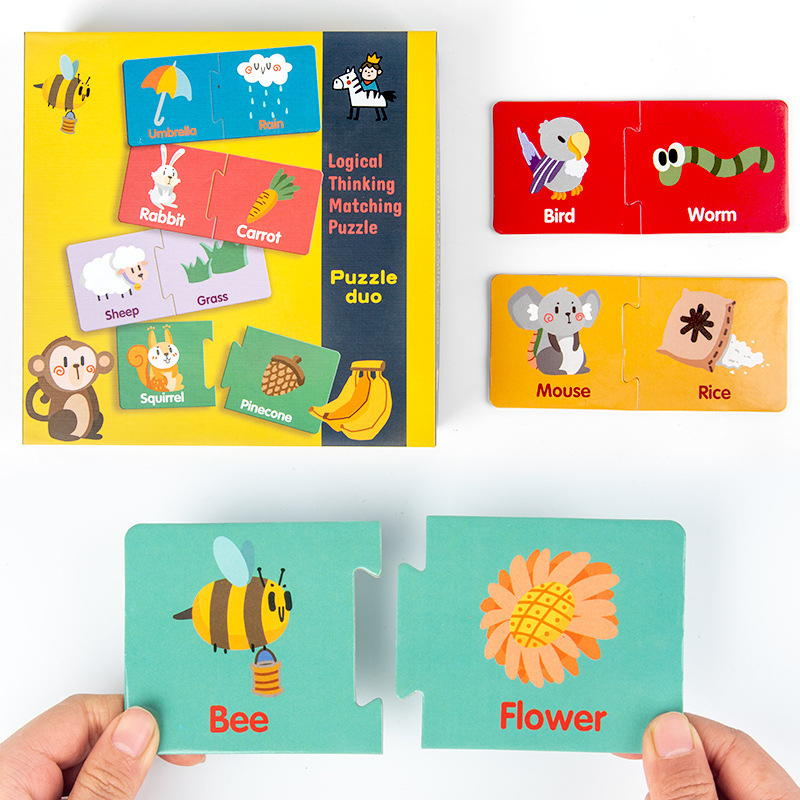 Children's early education: English letter matching, cognitive word spelling practice, simple matching, advanced paper board building Specification drawing
