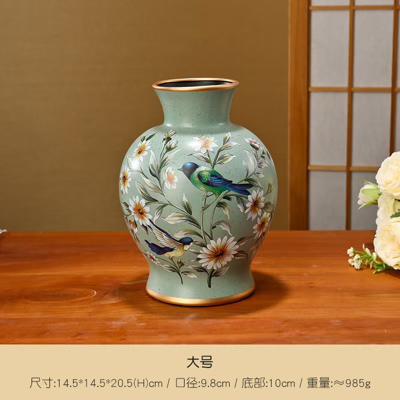 新中式创意陶瓷漆彩花瓶摆件美式客厅插花餐桌花艺桌面装饰品详情11