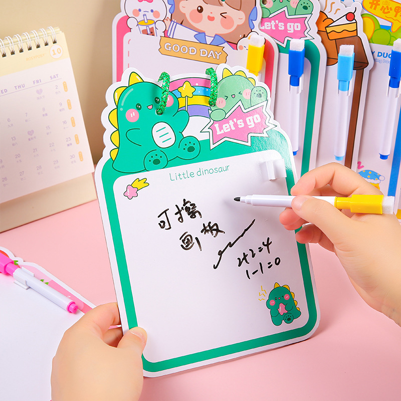 Cartoon double-sided erasable drawing board, kindergarten children's drawing and graffiti small whiteboard, kindergarten early education message writing board full figure