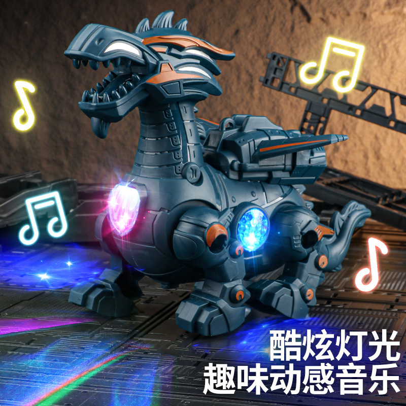 The popular electric rope dinosaur, music, light, automatic walking boy and children's toy simulation dragon starts from one piece Specification drawing