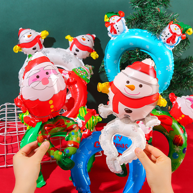 Christmas wristbands, aluminum film balloons, elderly walking sticks, reindeer snowmen, cartoon hair bands, Christmas activities, kindergarten prizes full figure