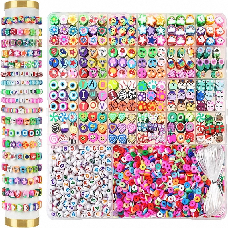 Amazon Cross-border 2,300 pieces of clay beads, soft clay shard, soft clay beads, animal smiley face cover, decorative bracelet DIY set details Picture