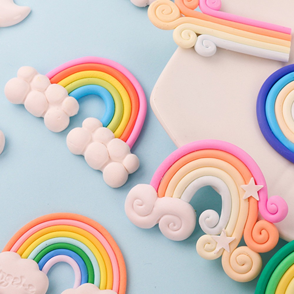 Cloud Rainbow soft clay cream glue phone case, diy resin jewelry accessories, hair clips, hair ornaments, hair tie materials Application Scenario