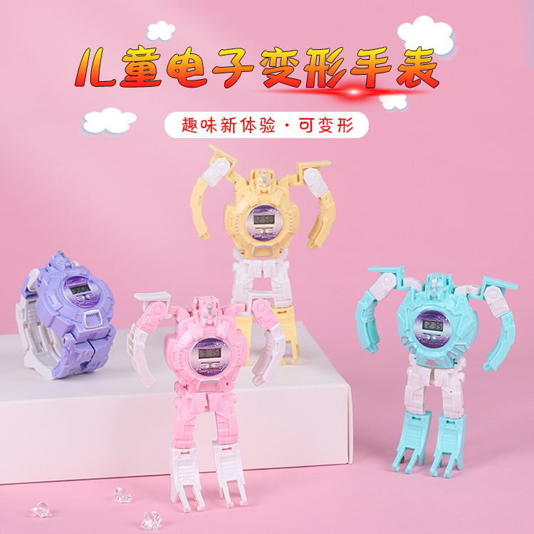Creative Children's Day transformable character toys, boy and girl student gifts, robot electronic watches supply Application Scenario