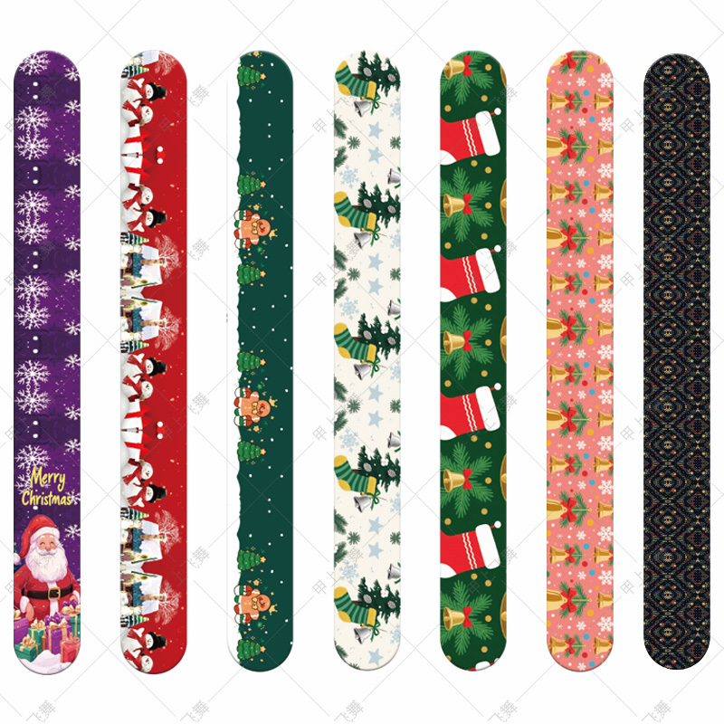 圣诞印花美甲搓条指甲锉100/180双面打磨条可水洗不掉砂搓条