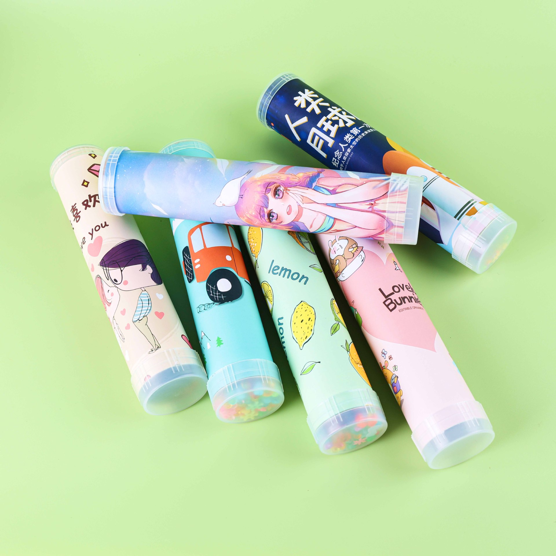 Kindergarten DIY kaleidoscope material package, primary school students' science and technology small project, educational multi-prism toy gift Specification drawing