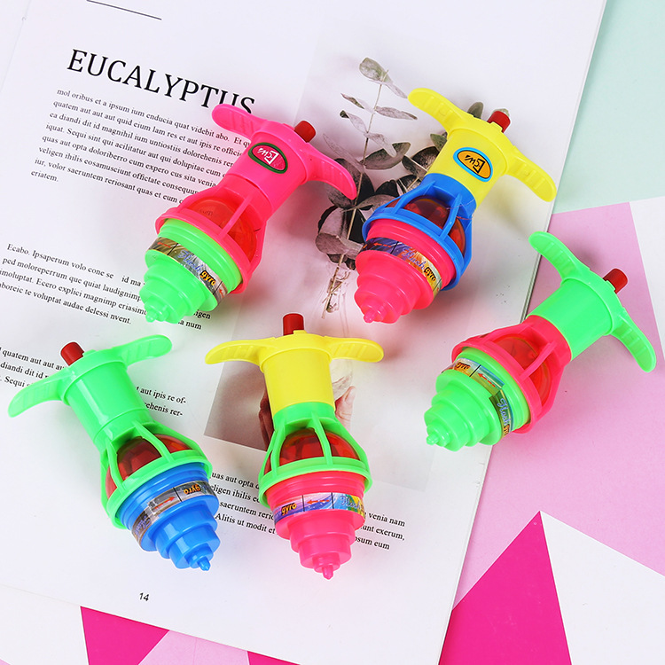Creative children's flashing luminous spinning top chain-up toy, colorful spinning top ejection belt launcher, student prize details Picture