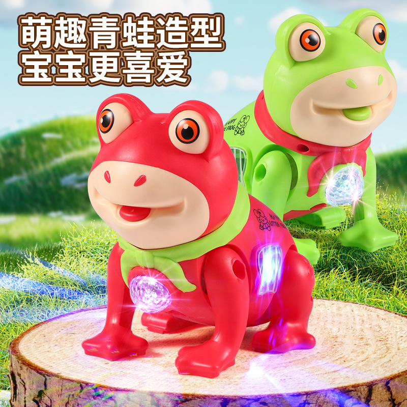 Douyin's same style of rope frog music light singing walking male and female Internet celebrity glowing electric animal toy details Picture