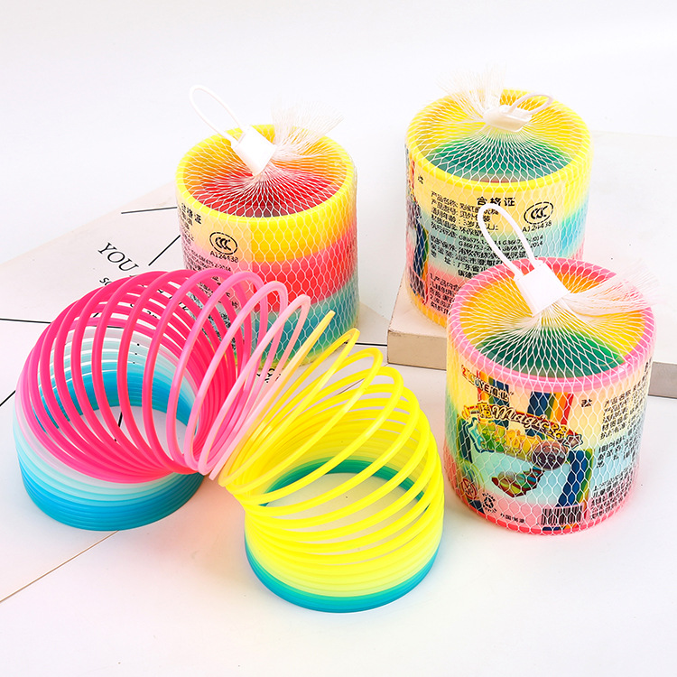 Wholesale of large rainbow ring street children's toys 8.7*9 rainbow ring children's spring ring hula hoop full figure
