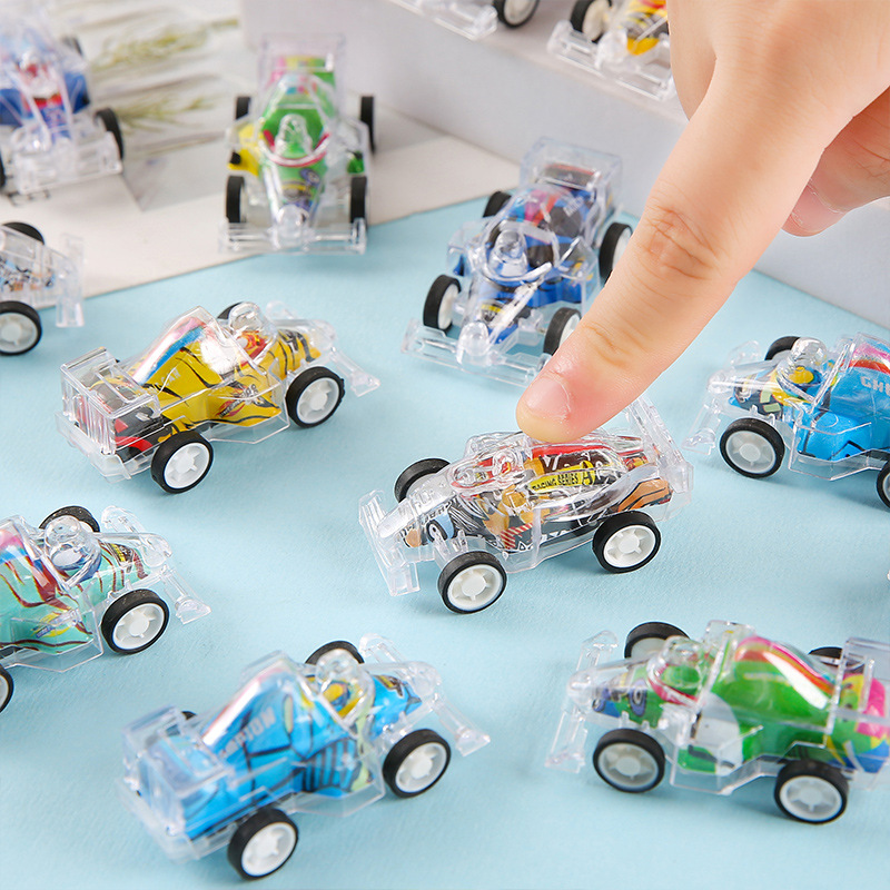 Children's cartoon mini transparent double-layer rebound equation car, kindergarten small gifts, candy toys, kindergarten gifts Specification drawing