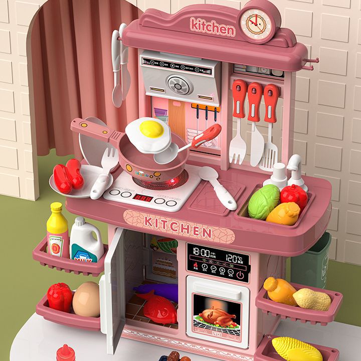 A popular and best-selling children's house play kitchen toy set, featuring simulated kitchenware for babies, little girls cooking and boys cooking Specification drawing