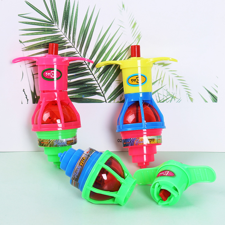 Creative children's flashing luminous spinning top chain-up toy, colorful spinning top ejection belt launcher, student prize Specification drawing