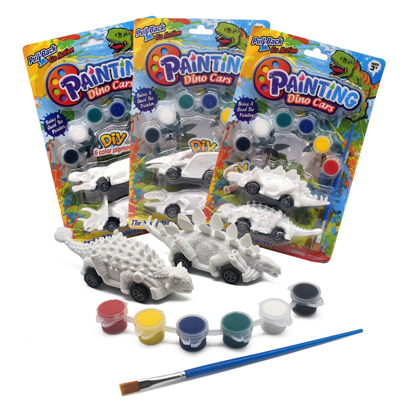 Cross-border simulation dinosaur inertial rebound car, durable drop, street stall wholesale, popular dinosaur DIY handcrafted graffiti toys trend details Picture
