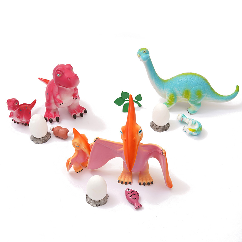 2021 New soft rubber dinosaur model toy, mother and child dragon, Amazon export children's toy simulation dinosaur full figure