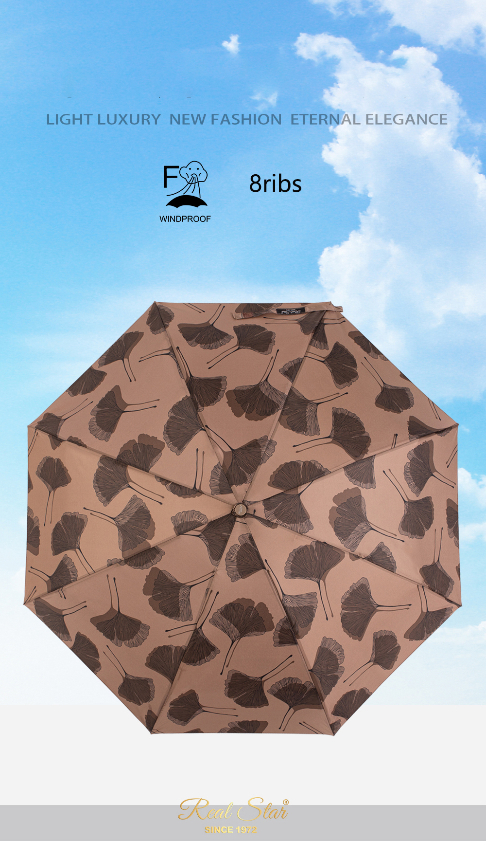 星宝伞5209五折口袋雨伞雨伞超轻全铝合金晴雨伞包包女士伞简约树叶图案雨伞详情7