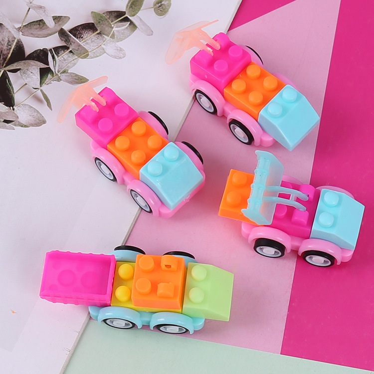 Hot-selling cartoon mini enlightenment and intelligence building block toy cars, gacha, early education kindergarten gifts, children's toys full figure