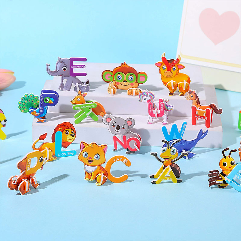 Three-dimensional animal jigsaw puzzles, children's fun letter creative diy toys, early childhood education handcrafted assembly, intelligence wholesale Application Scenario