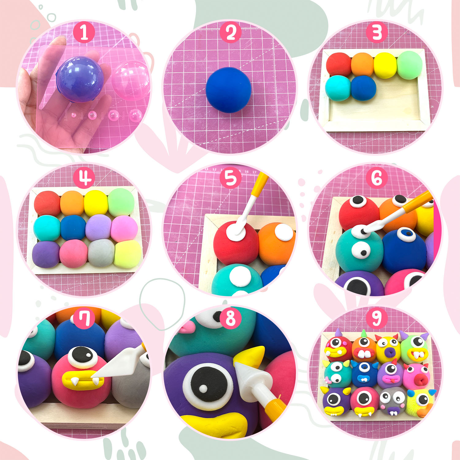 Cross-border Standard ultra-light Clay 36 Color Clay Small Round Box Clay Theme Series DIY Tool Accessory set Application Scenario