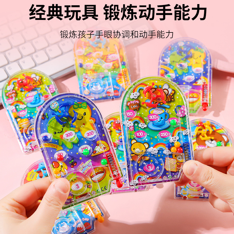 Creative children's pinball tray, pinball game, cartoon handheld game console, toy, pinball scoring machine, casual gift full figure