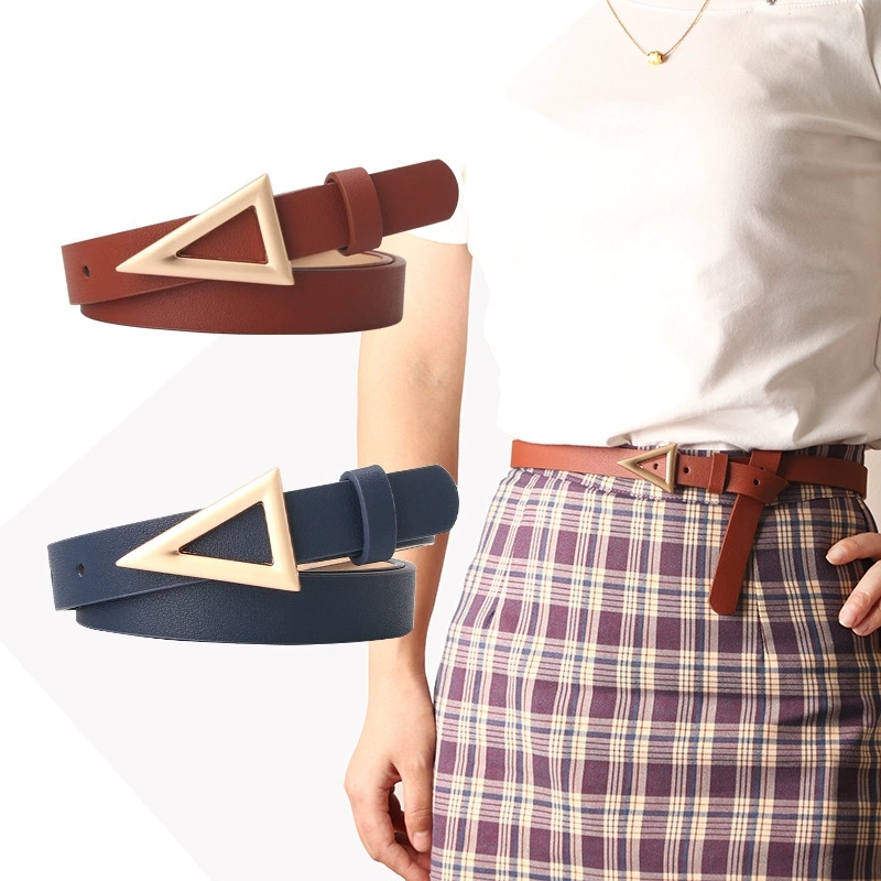 Korean-style trendy women's belt, triangular buckle belt, snap button, fashionable and versatile dress belt manufacturer full figure