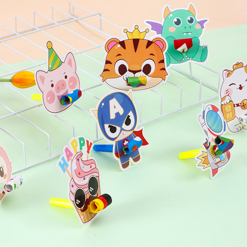 New cartoon "Blowing Dragon" birthday party supplies, props, fun toys, party cheering props, blowing whistles full figure