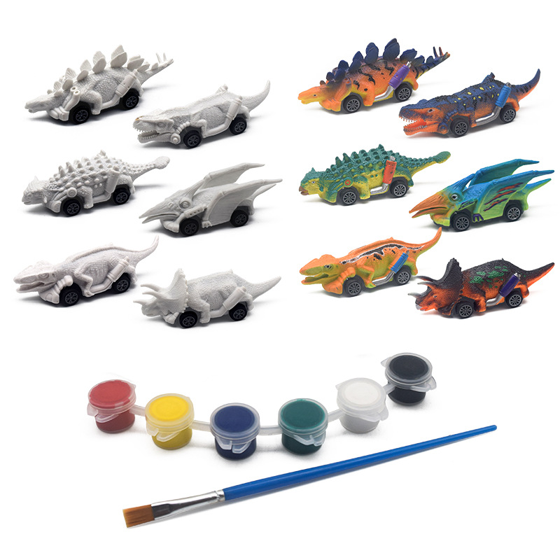 Cross-border simulation dinosaur inertial rebound car, durable drop, street stall wholesale, popular dinosaur DIY handcrafted graffiti toys trend Item Picture