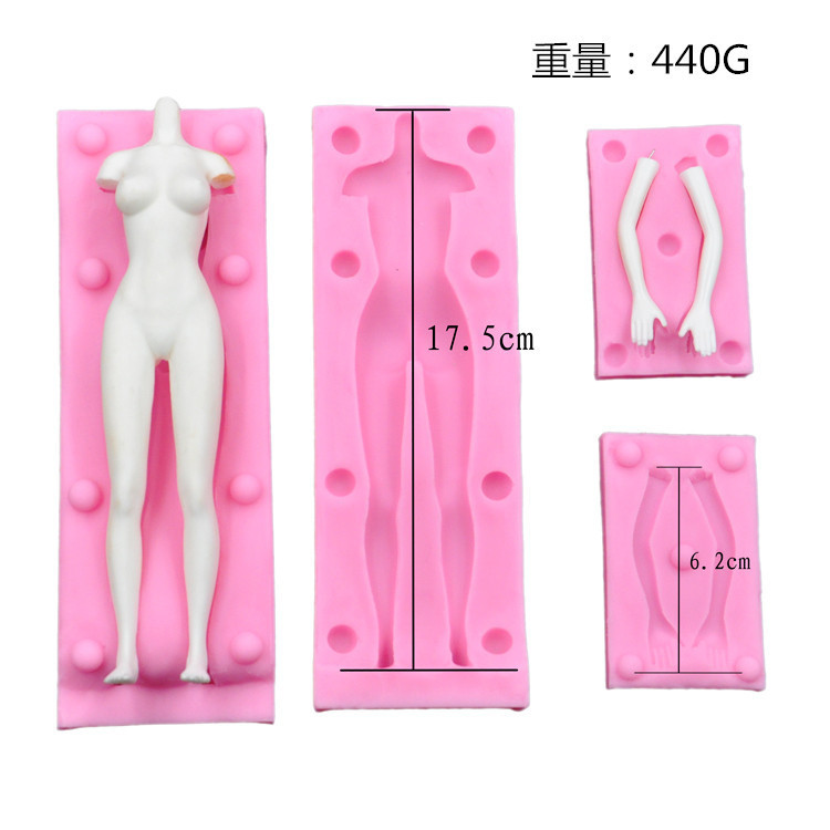 Clay fondant figure silicone body mold, clay tool figure human body pink soft silicone mold wholesale Specification drawing