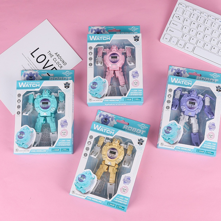 Creative Children's Day transformable character toys, boy and girl student gifts, robot electronic watches supply full figure