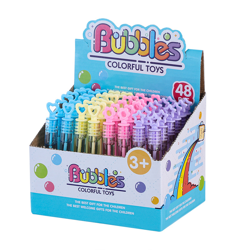 Mini heart-shaped five-pointed star bubble sticks that can't break the bubble water, a variety of colorful children's toys, all come with bubble sticks Item Picture
