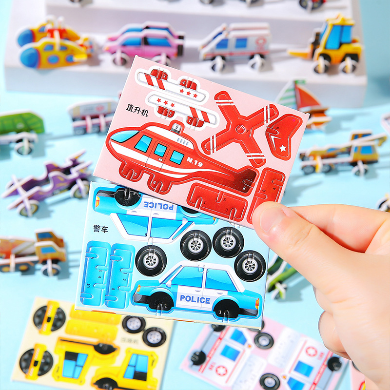 3d transportation vehicles, stereoscopic puzzle toys, fun animals, boys' and girls, children's creative DIY, early education, handicraft assembly details Picture