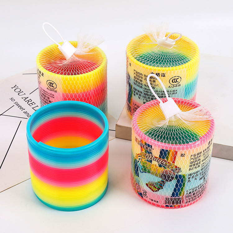 Wholesale of large rainbow ring street children's toys 8.7*9 rainbow ring children's spring ring hula hoop details Picture