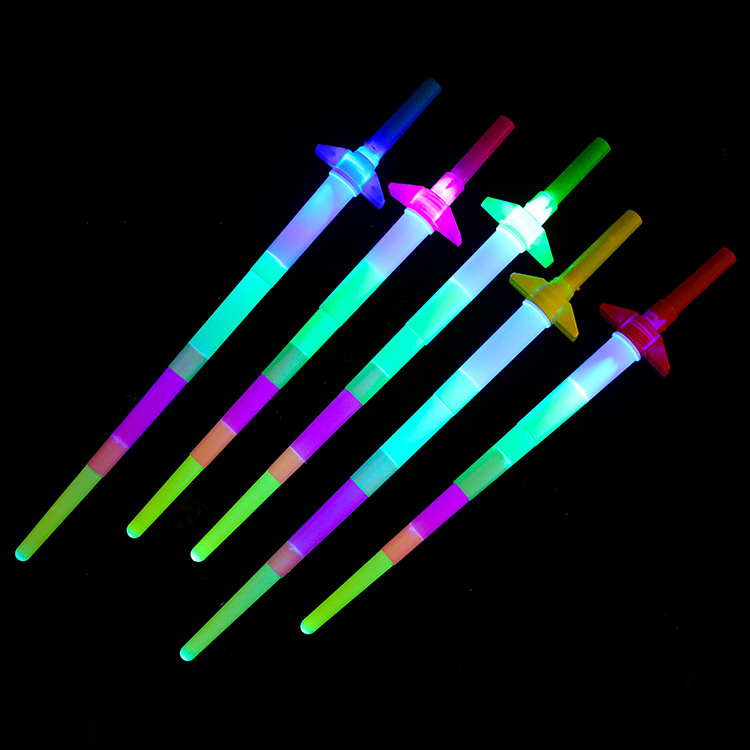 Large concert glow stick props, children's four-section glow sticks, telescopic sticks, flashing sticks, wholesale street toys details Picture