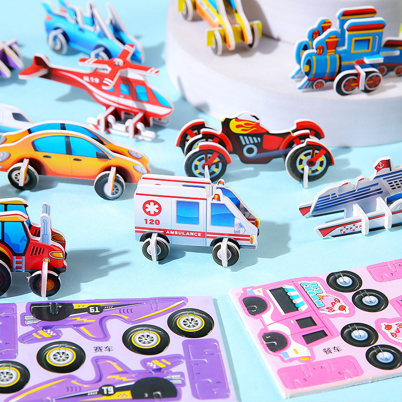 3d transportation vehicles, stereoscopic puzzle toys, fun animals, boys' and girls, children's creative DIY, early education, handicraft assembly Application Scenario