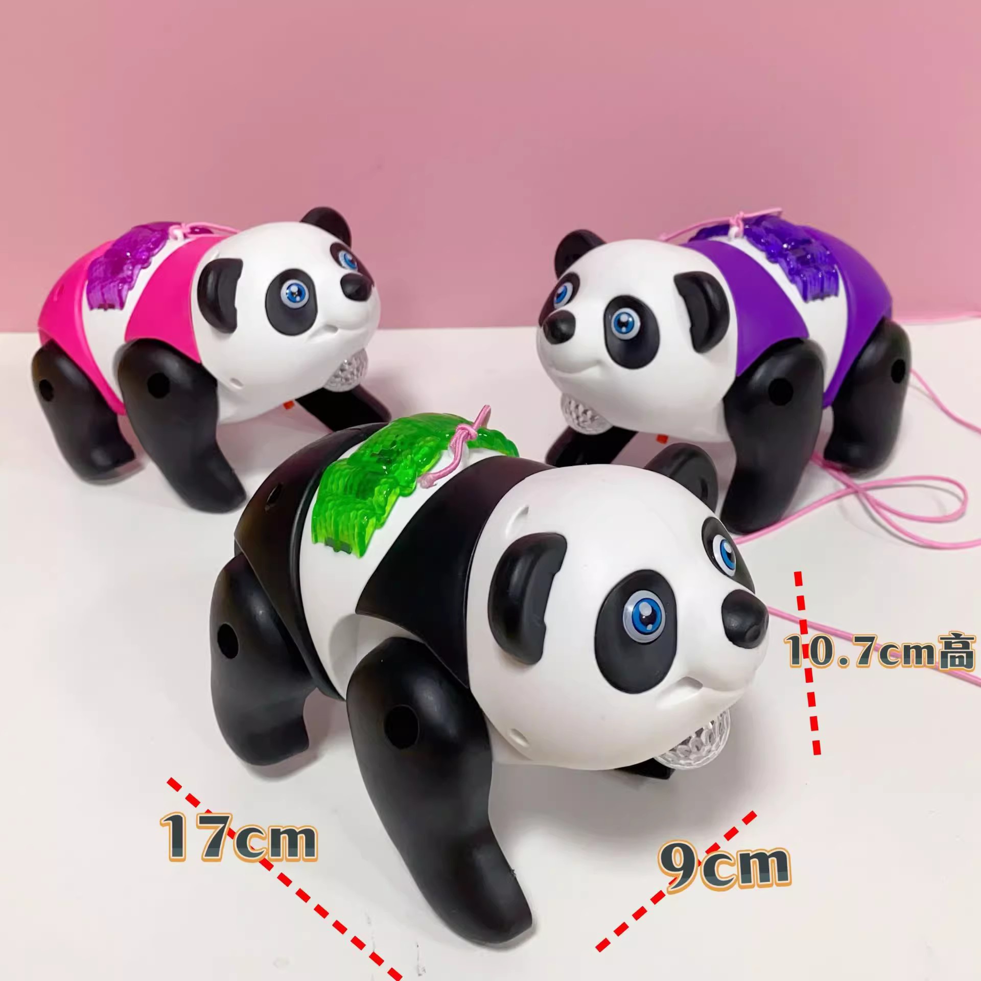 Electric leash, panda, children's leash, learning to walk, light, music, walking, giant panda, crawling, red panda, street toys details Picture