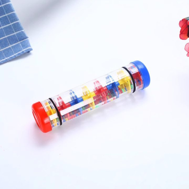 Rain sound tube, rainbow hourglass, Orff sandbox, auditory early education plastic teaching aid, hand-cranked children's rain sound tube toy Specification drawing