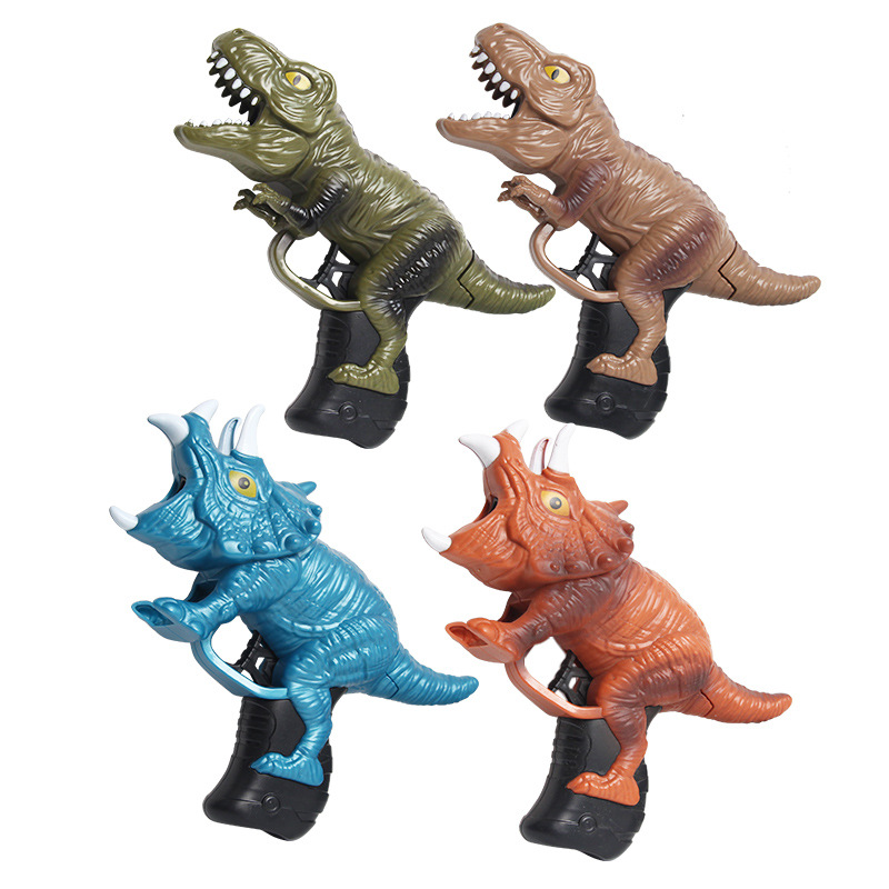 Cross-border new children's dinosaur toy catapult gun, simulation dragon model soft egg gun, competition and battle toy shooting gun Item Picture