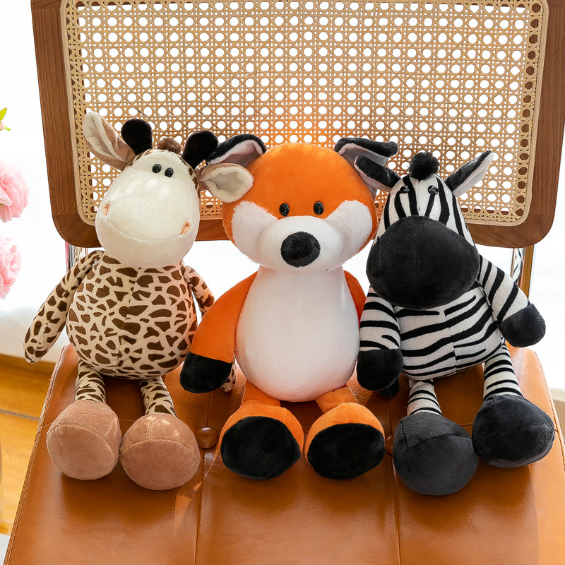 Factory direct sales of cross-border forest animal plush toys, jungle Three brothers throw pillows, cute rabbit dolls Specification drawing