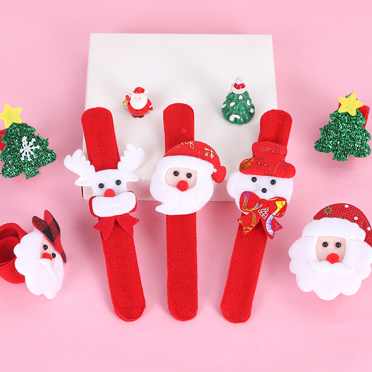 Christmas Pat Ring bracelet, Christmas cartoon Pat ring, luminous children's gift Pat ring, plush Christmas pat ring details Picture