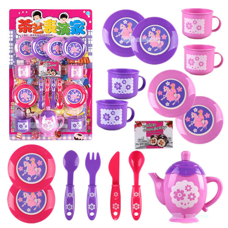 Girl hanging board, children's house playing tea set, simulated teapot, tea cups, afternoon tea kettle set, kitchen toys full figure