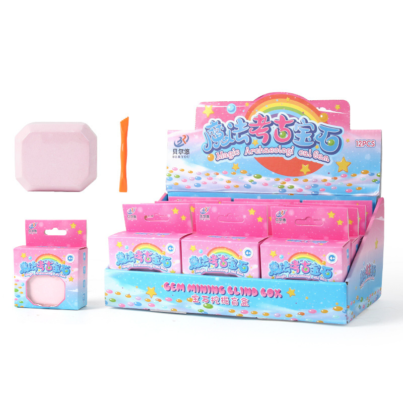 Archaeological gemstone mining toys, diamond-shaped crystal ore treasure hunt blind boxes, children and girls treasure hunt gifts Item Picture