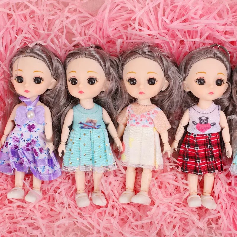 17 cm children's simulation mini doll set, multi-joint movable girl princess toy Specification drawing