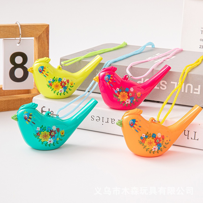 Waterbird whistle with hanging rope, high-pitched water-filled whistle, bird flute, painted music harmonica, little bird whistle, bird call full figure