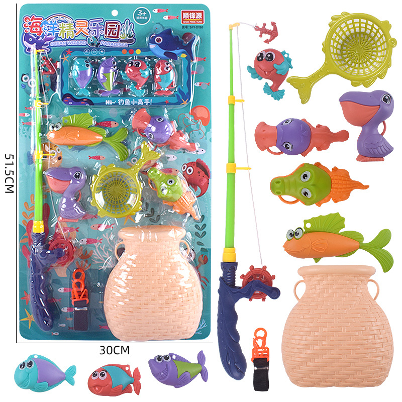 Children's Ocean Fairy Park, cartoon fishing rods, house play, fun fishing, girls, children's toys wholesale, street vending full figure